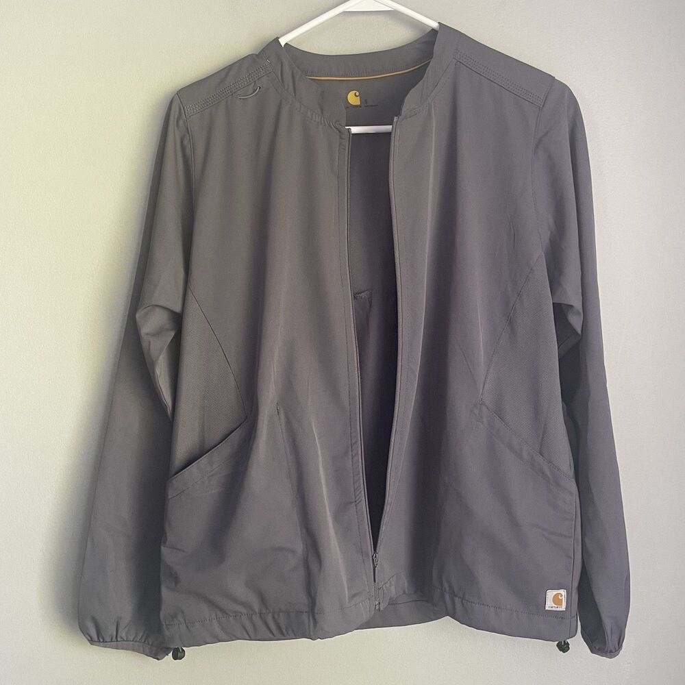Carhartt Vented Lightweight Jacket Women’s S Gray Full Zip Blade Collar Cinching